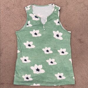 Floral Green Sleeveless Top
